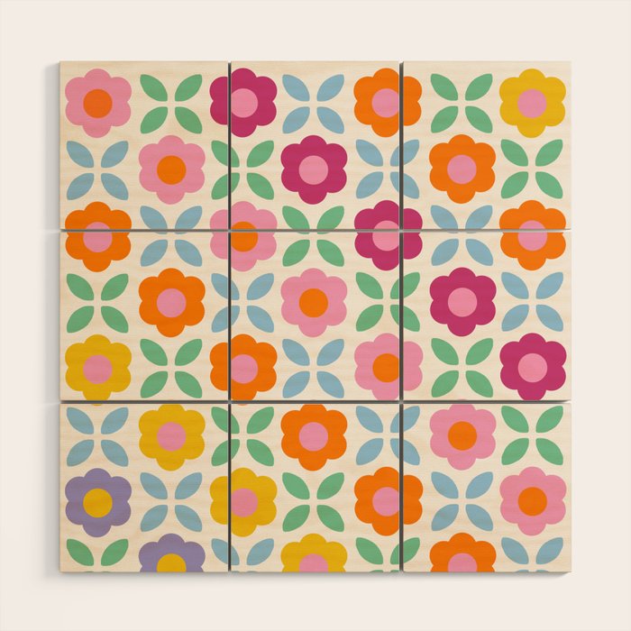 Retro Flower Pattern #2  Wood Wall Art Gallery Image 1