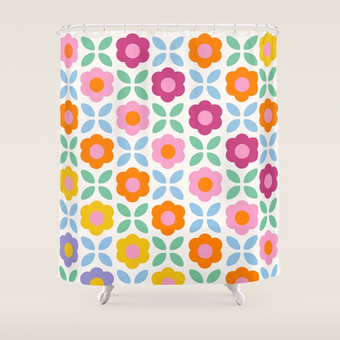 Retro Flower Pattern #2  Shower Curtain Gallery Image 1