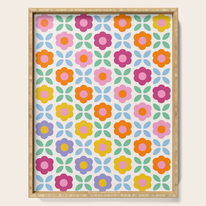 Retro Flower Pattern #2  Serving Tray Gallery Image 1