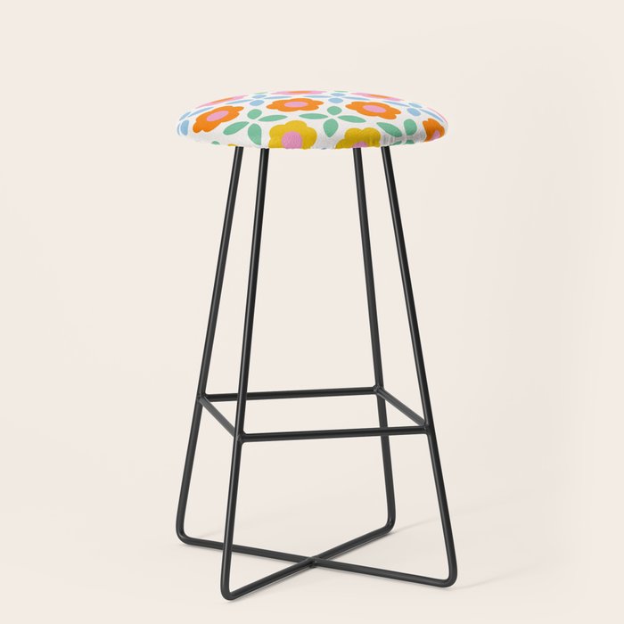 Retro Flower Pattern #2  Stool Gallery Image 1
