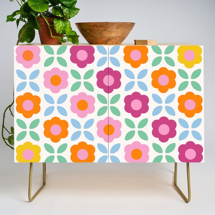 Retro Flower Pattern #2  Credenza Gallery Image 1