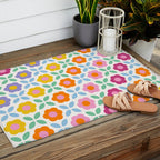 Retro Flower Pattern #2  Outdoor Rug Gallery Image 2
