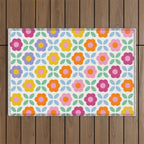 Retro Flower Pattern #2  Outdoor Rug Gallery Image 1