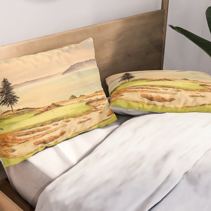 Chambers Bay Golf Course 15th Hole Pillow Sham Gallery Image 2
