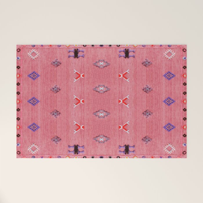 Lovely Pink Oriental Traditional Moroccan Handmade Printable Style  Welcome Mat Gallery Image 1