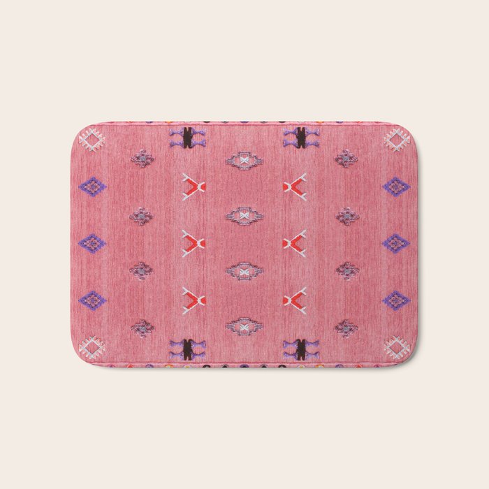 Lovely Pink Oriental Traditional Moroccan Handmade Printable Style  Bath Mat Gallery Image 1