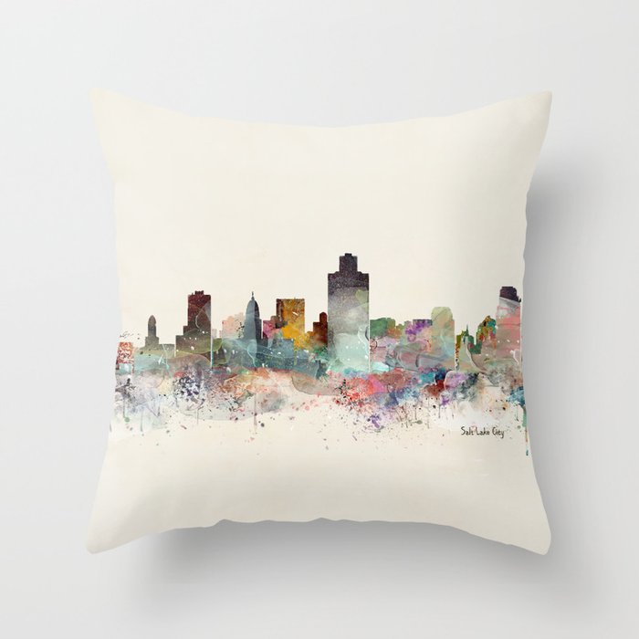 salt lake city skyline Throw Pillow Gallery Image 6