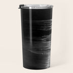 The summer sea moonlit coastal beach and waves with full moon black and white seascape photograph / photography by Rudolf Eickemeyer Jr. Travel Mug Gallery Image 3