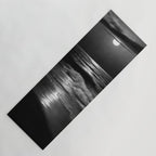 The summer sea moonlit coastal beach and waves with full moon black and white seascape photograph / photography by Rudolf Eickemeyer Jr. Yoga Mat Gallery Image 1