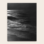 The summer sea moonlit coastal beach and waves with full moon black and white seascape photograph / photography by Rudolf Eickemeyer Jr. Notebook Gallery Image 4