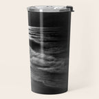 The summer sea moonlit coastal beach and waves with full moon black and white seascape photograph / photography by Rudolf Eickemeyer Jr. Travel Mug Gallery Image 2