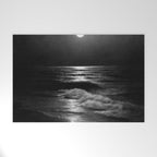 The summer sea moonlit coastal beach and waves with full moon black and white seascape photograph / photography by Rudolf Eickemeyer Jr. Welcome Mat Gallery Image 1