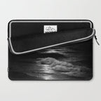 The summer sea moonlit coastal beach and waves with full moon black and white seascape photograph / photography by Rudolf Eickemeyer Jr. Laptop Sleeve Gallery Image 2