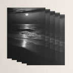 The summer sea moonlit coastal beach and waves with full moon black and white seascape photograph / photography by Rudolf Eickemeyer Jr. Wrapping Paper Gallery Image 3