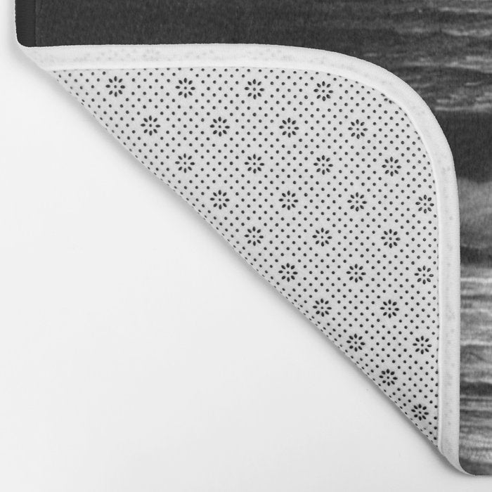The summer sea moonlit coastal beach and waves with full moon black and white seascape photograph / photography by Rudolf Eickemeyer Jr. Bath Mat Gallery Image 2