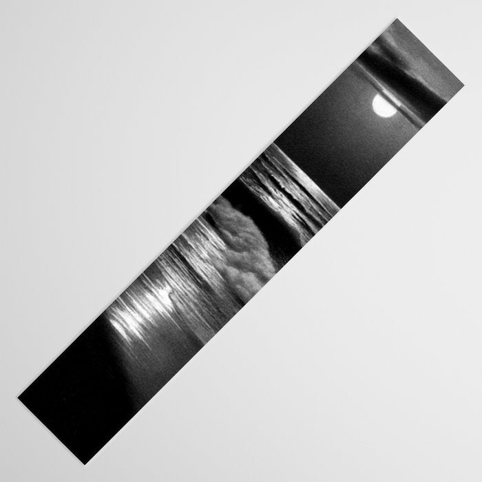 The summer sea moonlit coastal beach and waves with full moon black and white seascape photograph / photography by Rudolf Eickemeyer Jr. Table Runner Gallery Image 3