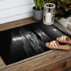 The summer sea moonlit coastal beach and waves with full moon black and white seascape photograph / photography by Rudolf Eickemeyer Jr. Outdoor Rug Gallery Image 2