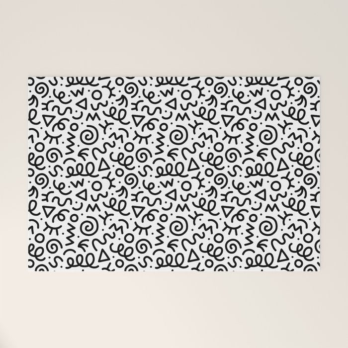 Fun black and white doodle art pattern Welcome Mat Gallery Image 1