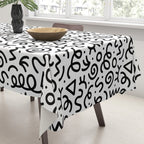 Fun black and white doodle art pattern Tablecloth Gallery Image 3
