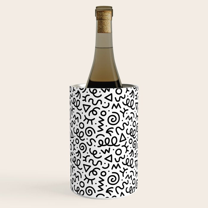 Fun black and white doodle art pattern Wine Chiller Gallery Image 3