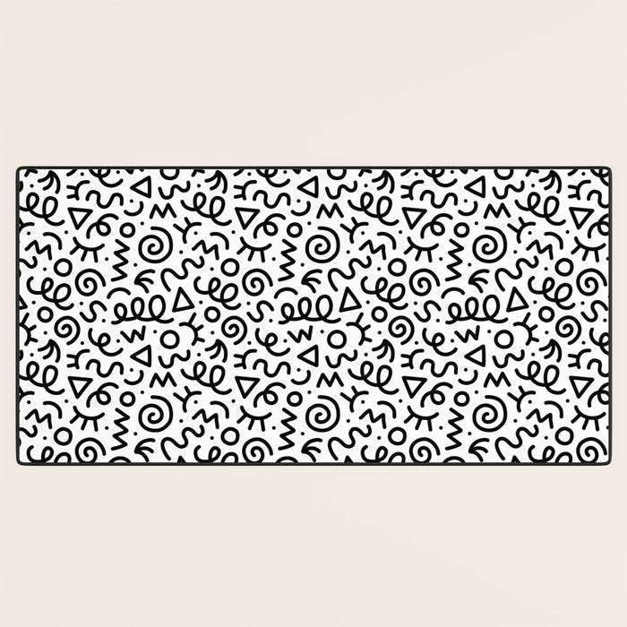Fun black and white doodle art pattern Desk Mat Gallery Image 3