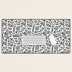 Fun black and white doodle art pattern Desk Mat Gallery Image 1