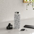 Fun black and white doodle art pattern Water Bottle Gallery Image 4