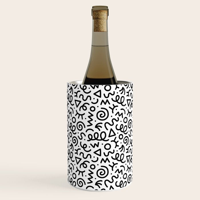Fun black and white doodle art pattern Wine Chiller Gallery Image 1