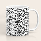 Fun black and white doodle art pattern Coffee Mug Gallery Image 1