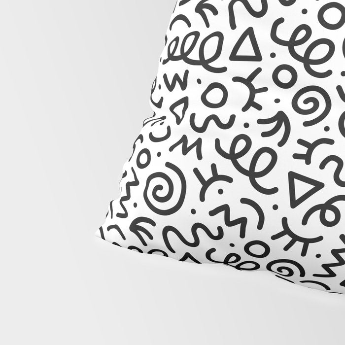 Fun black and white doodle art pattern Pillow Sham Gallery Image 4