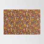 Retro 1970s Brown & Orange Mushrooms & Flowers Rug Gallery Image 2