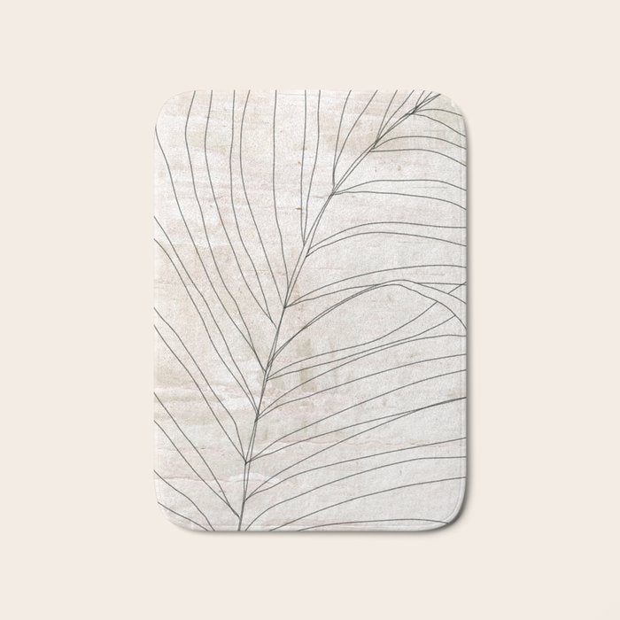 Rough botanical pencil drawing of a palm leaf Bath Mat Gallery Image 1