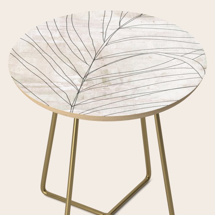 Rough botanical pencil drawing of a palm leaf Side Table Gallery Image 2