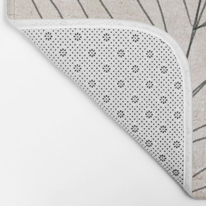 Rough botanical pencil drawing of a palm leaf Bath Mat Gallery Image 2