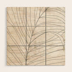 Rough botanical pencil drawing of a palm leaf Wood Wall Art Gallery Image 1