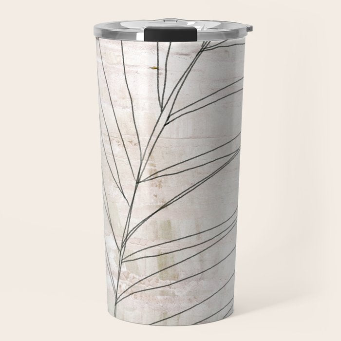 Rough botanical pencil drawing of a palm leaf Travel Mug Gallery Image 1
