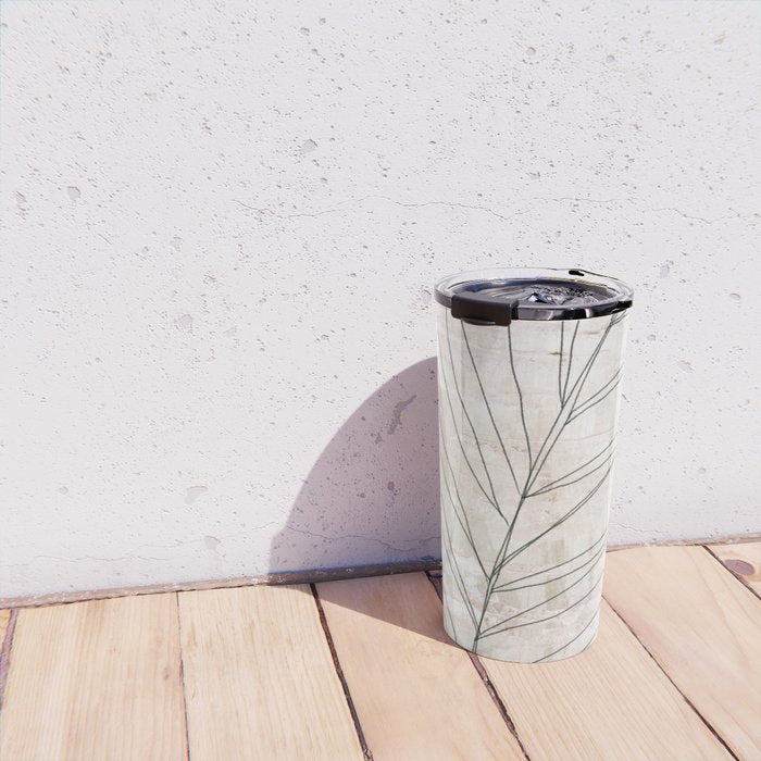 Rough botanical pencil drawing of a palm leaf Travel Mug Gallery Image 4