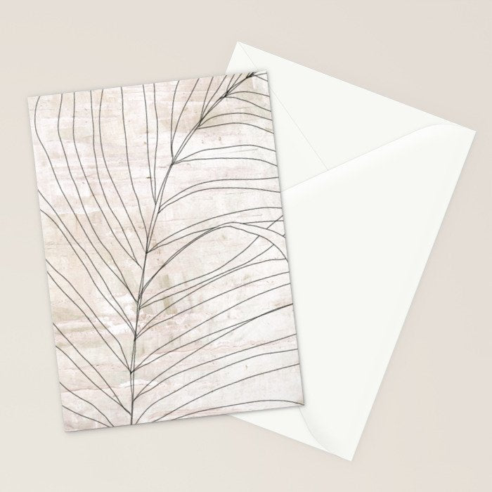 Rough botanical pencil drawing of a palm leaf Stationery Card Gallery Image 2