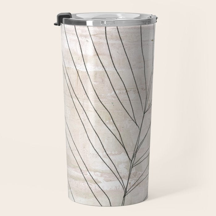 Rough botanical pencil drawing of a palm leaf Travel Mug Gallery Image 3