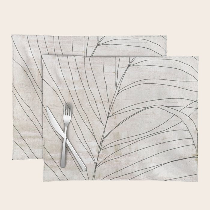 Rough botanical pencil drawing of a palm leaf Placemat Gallery Image 1