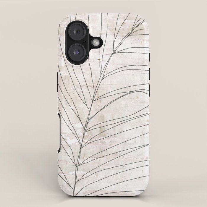 Rough botanical pencil drawing of a palm leaf iPhone Case Gallery Image 1