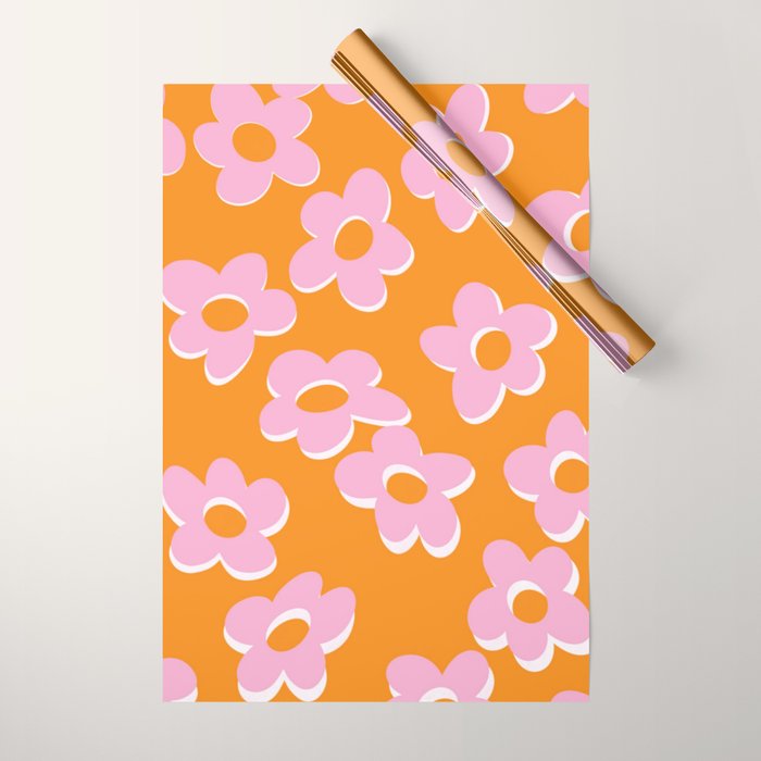 Groovy Daisy || Retro Flower Vibrant Print 60s 70s Wrapping Paper Gallery Image 1