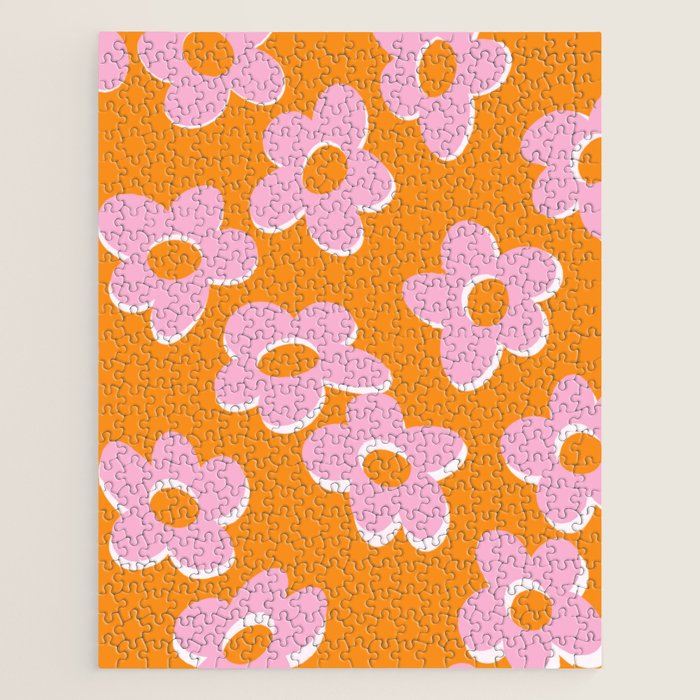 Groovy Daisy || Retro Flower Vibrant Print 60s 70s Jigsaw Puzzle Gallery Image 1