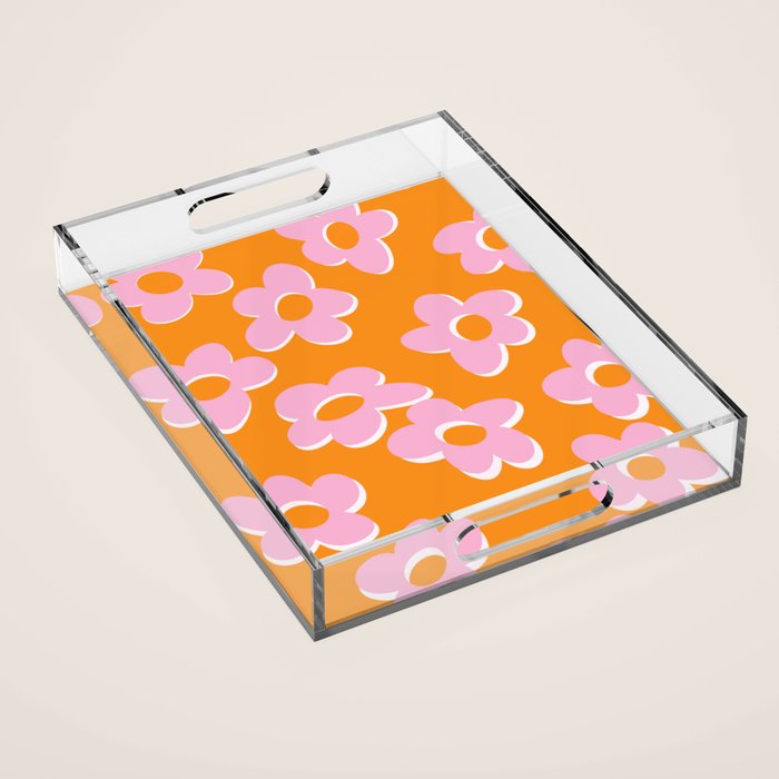 Groovy Daisy || Retro Flower Vibrant Print 60s 70s Acrylic Tray Gallery Image 1