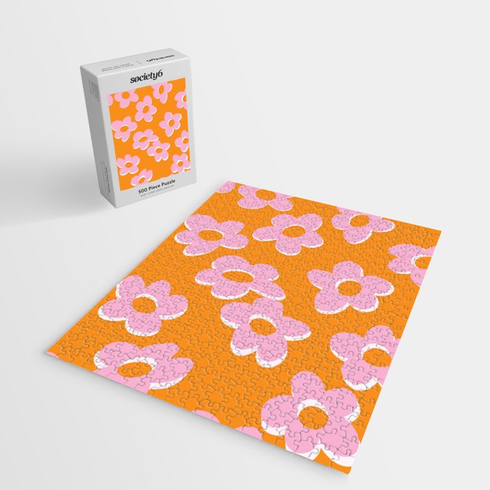 Groovy Daisy || Retro Flower Vibrant Print 60s 70s Jigsaw Puzzle Gallery Image 2
