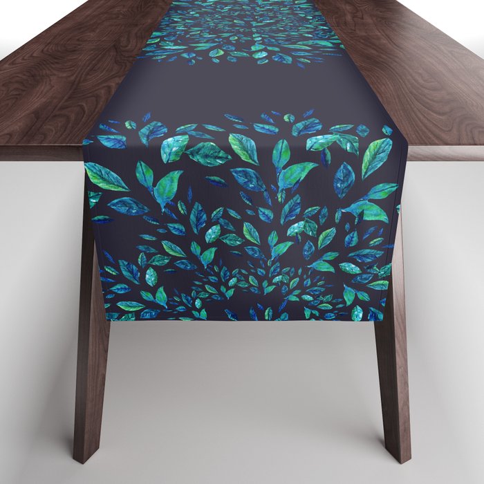 Blue Leaves Mandala Table Runner Gallery Image 1