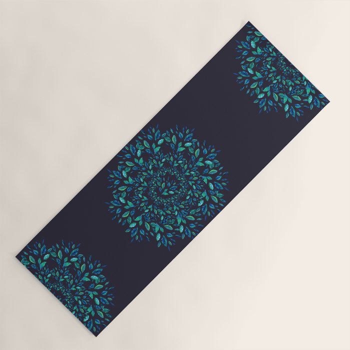 Blue Leaves Mandala Yoga Mat Gallery Image 1