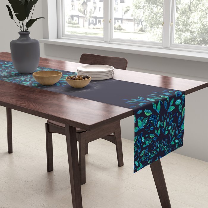 Blue Leaves Mandala Table Runner Gallery Image 2