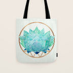 Modern Succulent with Metallic Gold Watercolor Tote Bag Gallery Image 1