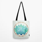 Modern Succulent with Metallic Gold Watercolor Tote Bag Gallery Image 2
